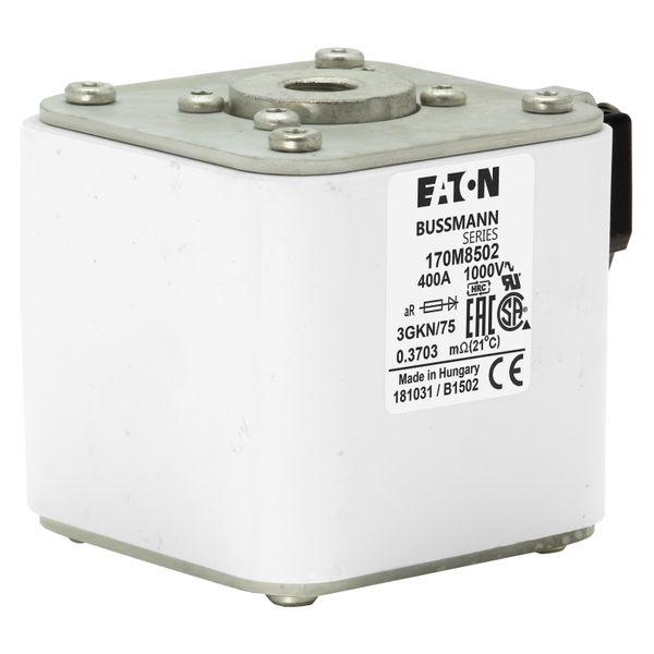 Fuse-link, high speed, 400 A, AC 1000 V, size 3, 74 x 92 x 91 mm, aR, IEC, UL, single indicator image 24