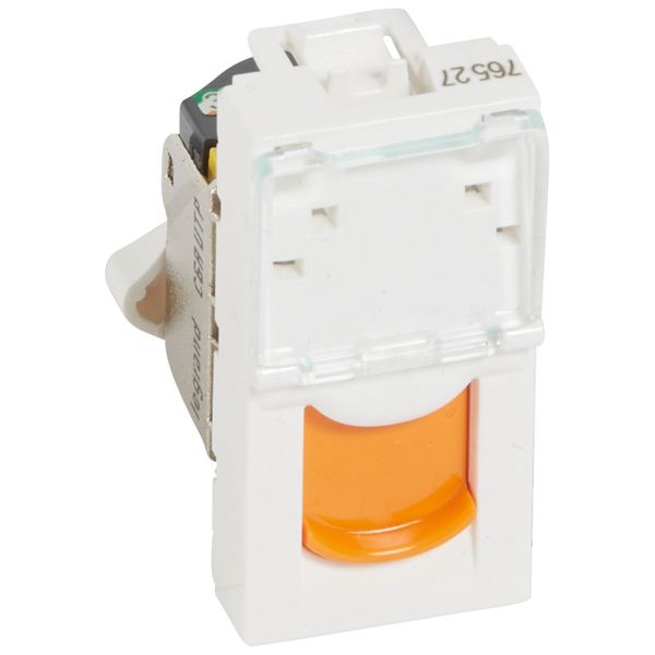 RJ45 socket Mosaic category 6A UTP 1 module white + orange shutter image 2