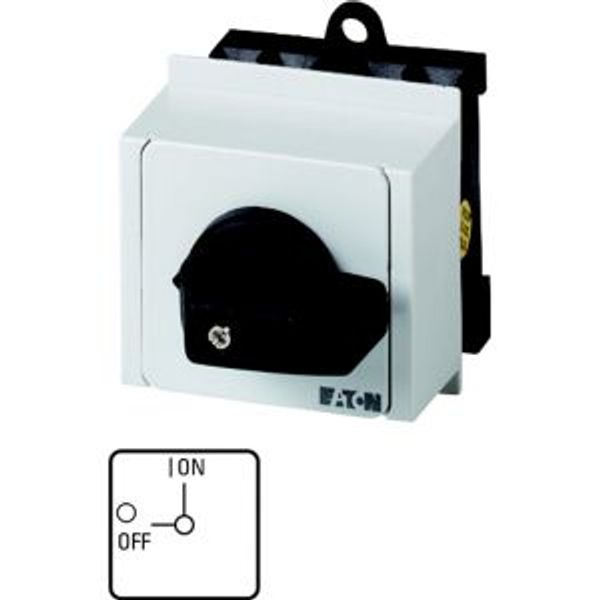 On-Off switch, T0, 20 A, service distribution board mounting, 2 contact unit(s), 3 pole, with black thumb grip and front plate image 4