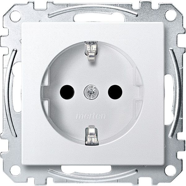 SCHUKO socket outlet, increased contact protection, screw lift terminals, polar white, System M image 1