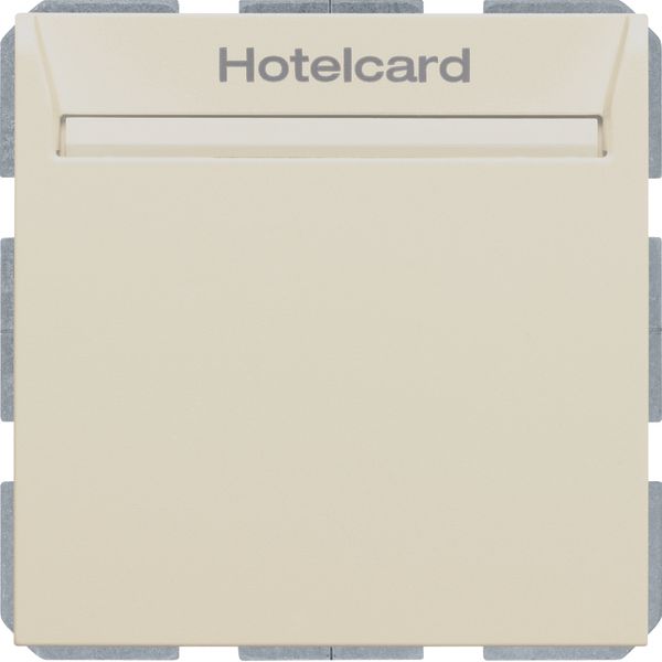 Relay switch centre plate for hotel card, S.1, white glossy image 1