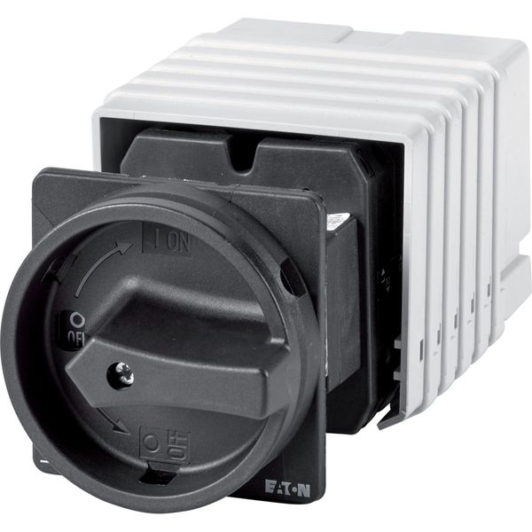 Main switch, T5B, 63 A, rear mounting, 6 contact unit(s), 9-pole, 2 N/O, 1 N/C, STOP function, With black rotary handle and locking ring image 2