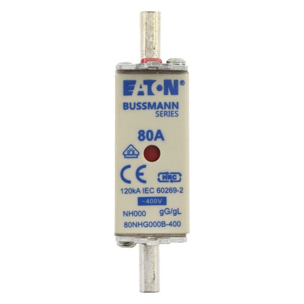 Fuse-link, LV, 80 A, AC 400 V, NH000, gL/gG, IEC, dual indicator, live gripping lugs image 9