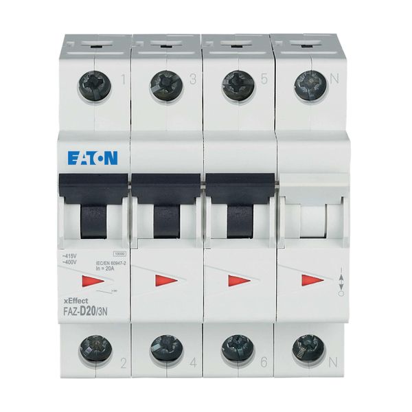 Miniature circuit breaker (MCB), 20 A, 3p+N, characteristic: D image 14