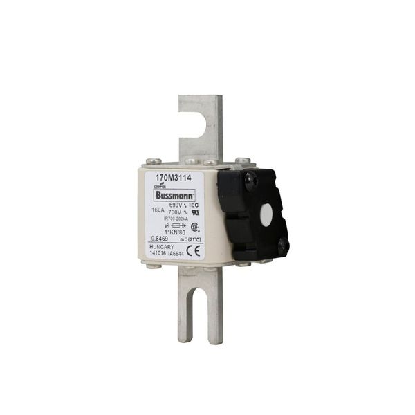 Fuse-link, high speed, 160 A, AC 690 V, compact DIN 1, 45 x 59 x 104 mm, aR, DIN, IEC, single indicator image 9