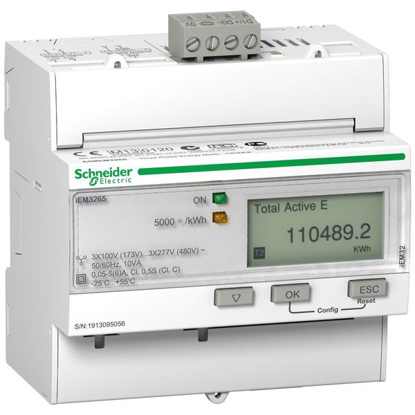 iEM3265 energy meter - CT - BACnet - 1 digital I - 1 digital O - multi-tariff - MID image 1