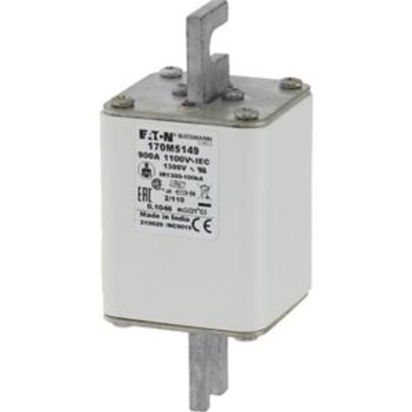 Fuse-link, high speed, 900 A, AC 1100 V, size 2, 61 x 75 x 138 mm, aR, DIN, IEC, single indicator image 3