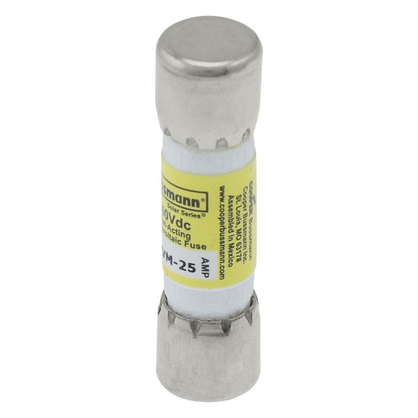 Midget Fuse, Photovoltaic, 600 Vdc, 50 kAIC interrupt rating, Fast acting class, Fuse Holder and Block mounting, Ferrule end X ferrule end connection, 25A current rating, 50 kA DC breaking capacity, .41 in diameter image 15