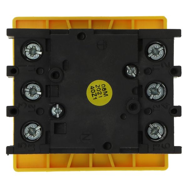 On-Off switch, P1, 40 A, flush mounting, 3 pole, Emergency switching off function, With red rotary handle and yellow locking ring, Lockable in the 0 ( image 6
