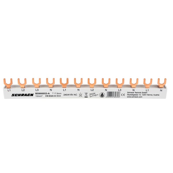 Busbar, 1xRCCB 4-pole, 4xMCB 1+N, 12MW, 10mmý image 3