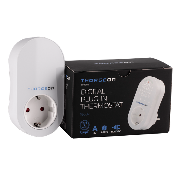 Digital Wi-Fi Plug-In Thermostat White THORGEON image 1