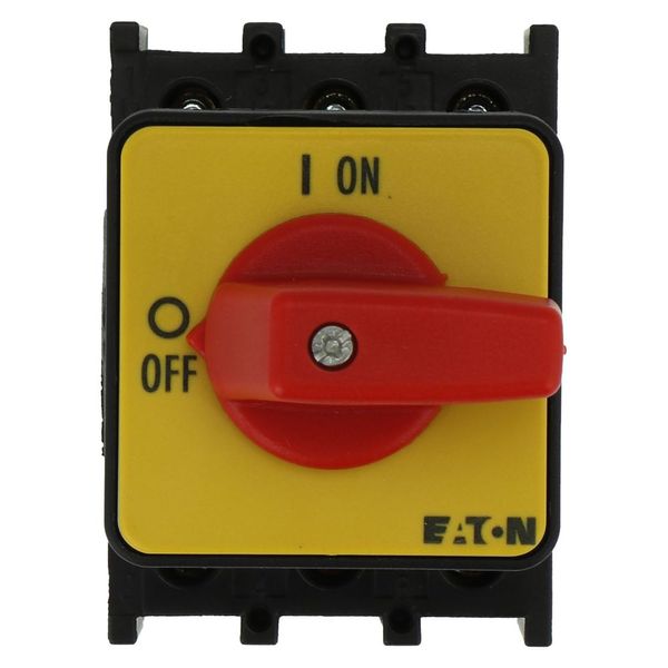 On-Off switch, P1, 40 A, flush mounting, 3 pole, Emergency switching off function, with red thumb grip and yellow front plate image 7