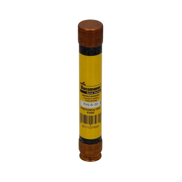 Fast-Acting Fuse, Current limiting, 20A, 600 Vac, 600 Vdc, 200 kAIC (RMS Symmetrical UL), 10 kAIC (DC) interrupt rating, RK5 class, Blade end X blade end connection, 0.81 in diameter image 3