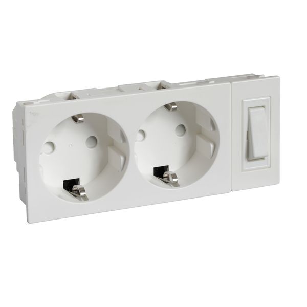 OEM 2-Socket-Outlet + 1-switch SL SNAP IN WHITE image 2