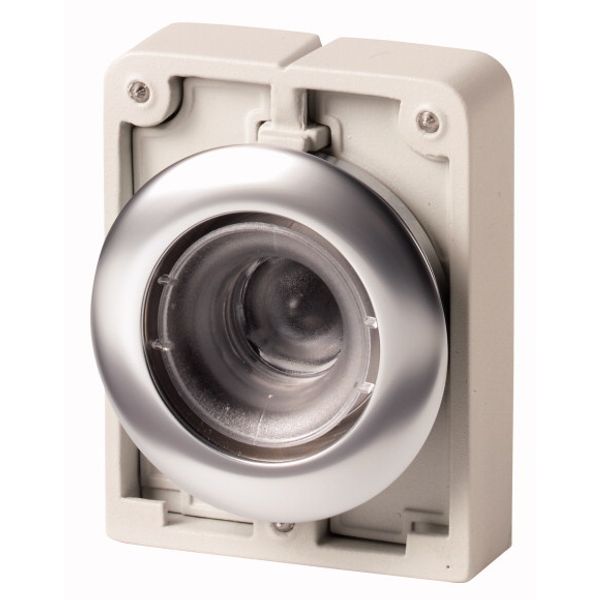 Illuminated pushbutton actuator, RMQ-Titan, flat, momentary, Front ring stainless steel image 1