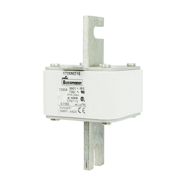 Fuse-link, high speed, 1250 A, AC 690 V, DIN 3, 76 x 90 x 139 mm, aR, DIN, IEC, type T indicator image 7