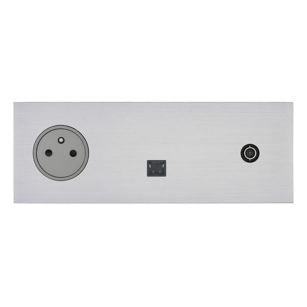 Art d'Arnould universe Epure 2P+E power socket, RJ45 socket and television socket - brushed steel image 1