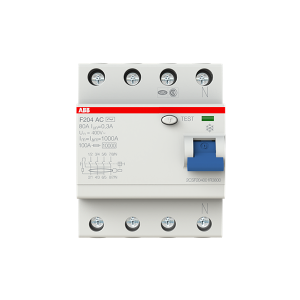 F204 A-80/0.3 Residual Current Circuit Breaker 4P A type 300 mA image 7