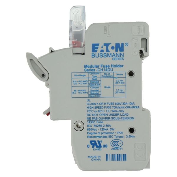 Fuse-holder, low voltage, 50 A, AC 690 V, 14 x 51 mm, 3P, IEC image 13