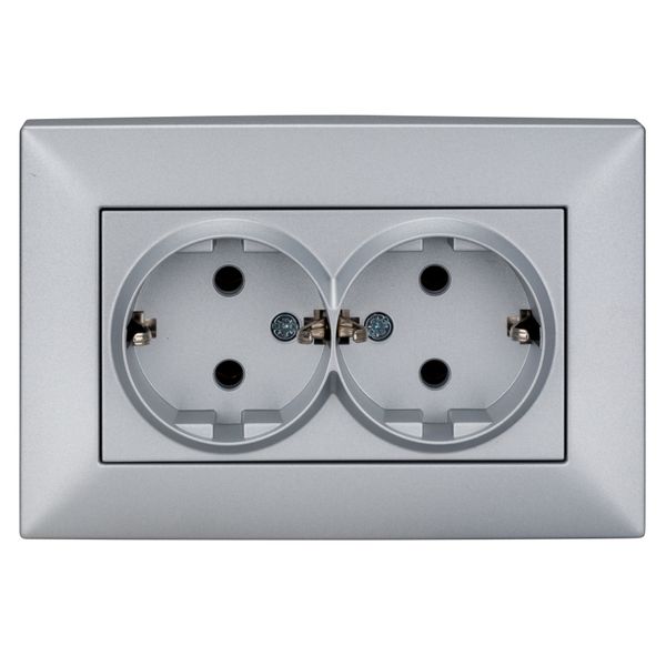 Compact socket outlet, screw clamps, silver image 2