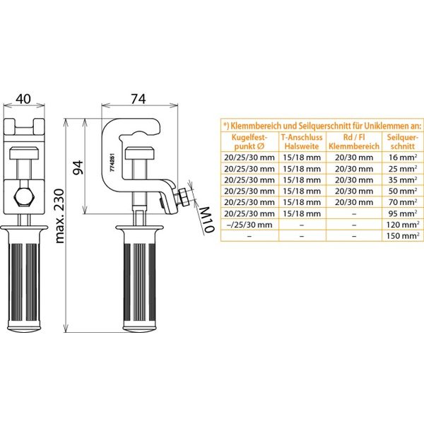 Universal clamp with insulated handle f. Fl/Rd -30mm and fixed ball po image 2