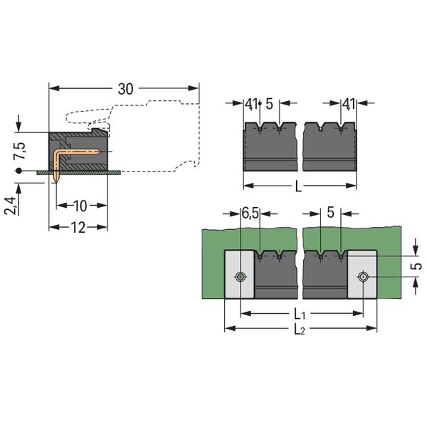 THR male header 1.0 x 1.0 mm solder pin angled black image 3