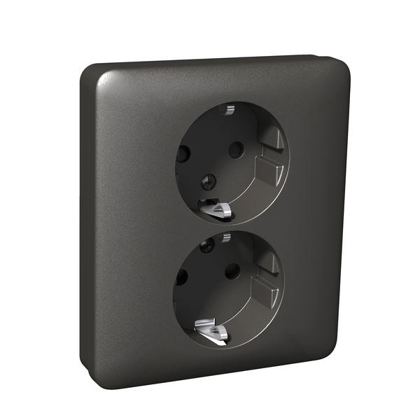 Exxact double socket-outlet earthed screwless anthracite image 4