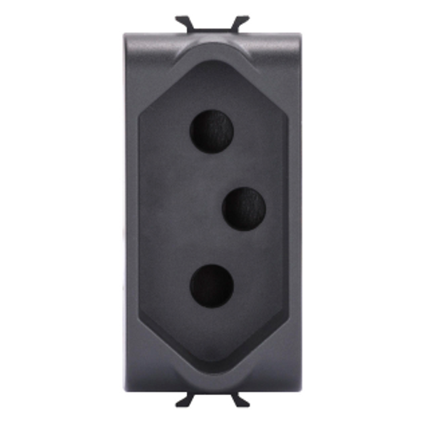 SOUTH AFRICAN STANDARD SOCKET-OUTLET - 250V ac - 2P+E 16A - 1 MODULE - SATIN BLACK - CHORUSMART image 1