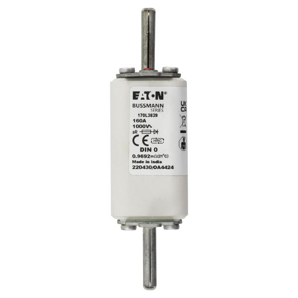 Fuse-link, high speed, 160 A, AC 1000 V, DIN 0, 35 x 60 x 125 mm, aR, DIN, IEC, single indicator image 15