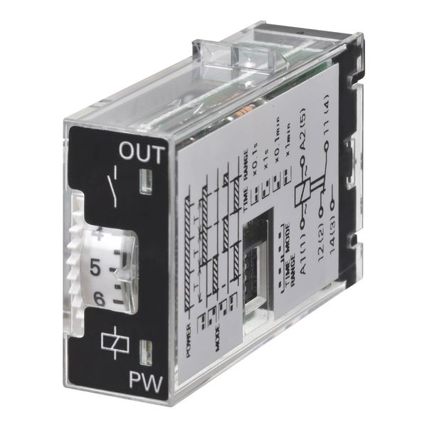 Timer, plug-in, 5-pin, multifunction, 0.1m-10h, SPDT, 3 A, 24 VDC Supp image 1
