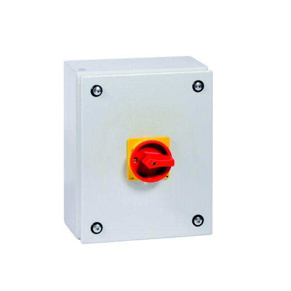 Main switch, T3, 32 A, surface mounting, 4 contact unit(s), 8-pole, Emergency switching off function, With red rotary handle and yellow locking ring, image 3