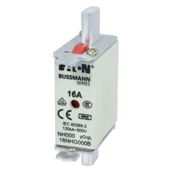 Fuse-link, LV, 16 A, AC 500 V, NH000, gL/gG, IEC, dual indicator, live gripping lugs image 11