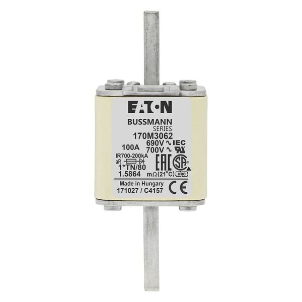 Fuse-link, high speed, 100 A, AC 690 V, compact DIN 1, 45 x 58 x 104 mm, aR, DIN, IEC, single indicator image 5