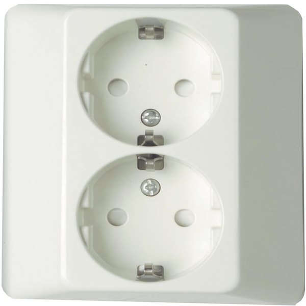 Exxact double socket outlet with Artic cover screwless with S30 insert white image 4