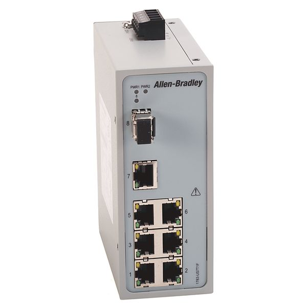 Stratix 2000 Unmanaged switch, 7 copper 10/100 ports, 1 Multimode 100 meg fiber port image 1