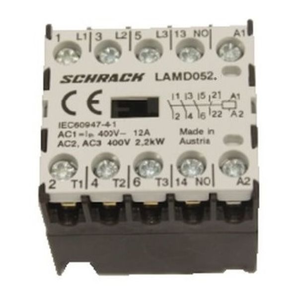 Micro Contactor 3NO+1NC, 2,2kW, 5A, 24VAC image 1