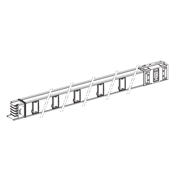 Horizontal distribution length, KSA500 to 630, aluminium, 630A, fixed length (A=3000mm), 10 outlets, white RAL9001 image 1