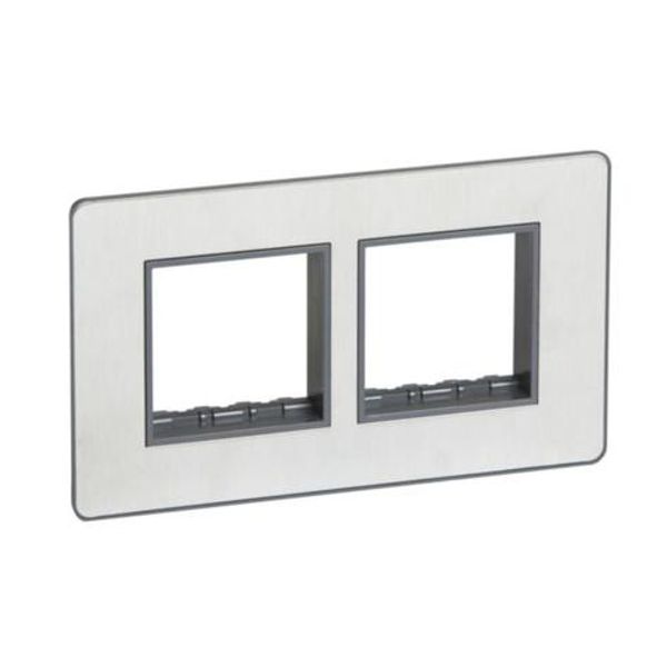 Synergy™ Sleek - 2 gang front plate for two Arteor 2 modules mechanisms Brushed Stainless steel image 1