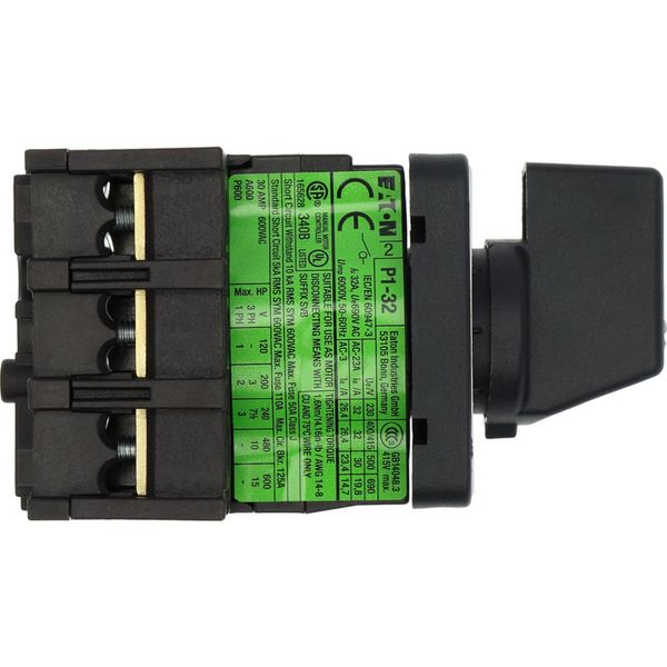 On-Off switch, P1, 32 A, flush mounting, 3 pole, with black thumb grip and front plate image 20