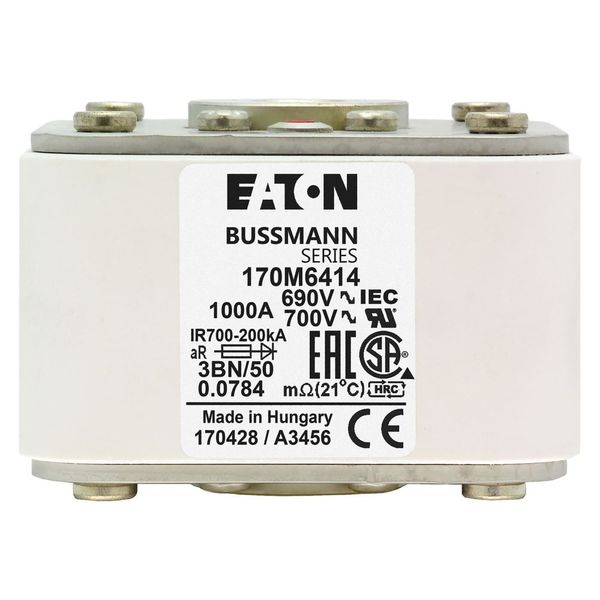 Fuse-link, high speed, 1000 A, AC 690 V, size 3, aR, IEC, UL, single indicator image 11