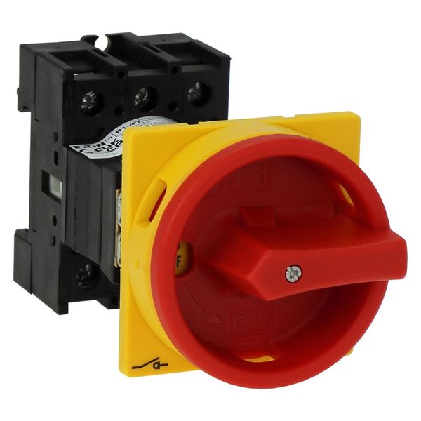 Main switch, P1, 40 A, rear mounting, 3 pole, Emergency switching off function, With red rotary handle and yellow locking ring, Lockable in the 0 (Off image 13