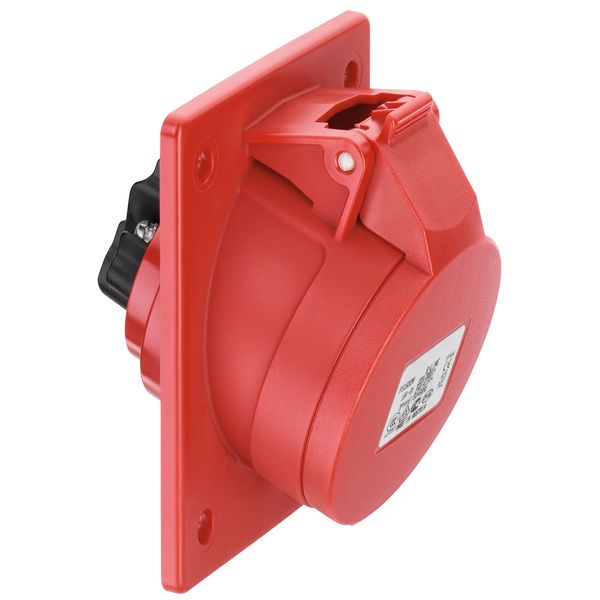 CEE flanged socket, 20°, IP44, 32A, 5-pole, 400V, 6h, red image 1