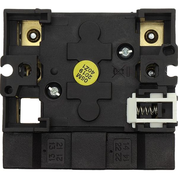 Main switch, P1, 25 A, rear mounting, 3 pole, 1 N/O, 1 N/C, Emergency switching off function, Lockable in the 0 (Off) position, With metal shaft for a image 2