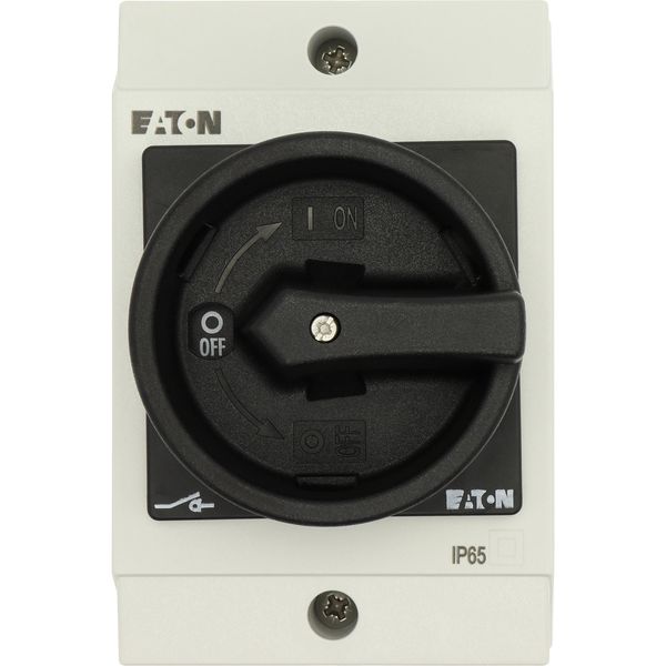 Main switch, T0, 20 A, surface mounting, 1 contact unit(s), 2 pole, STOP function, With black rotary handle and locking ring, Lockable in the 0 (Off) image 29