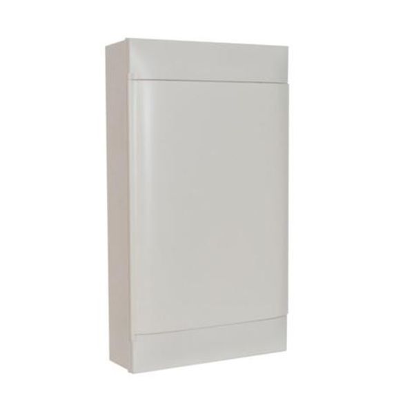 3X12 module surface-mounted box - White door - Earth terminal block image 1