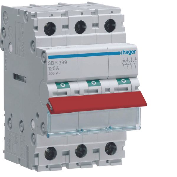 3-pole, 100A Modular Switch with Red Toggle image 1