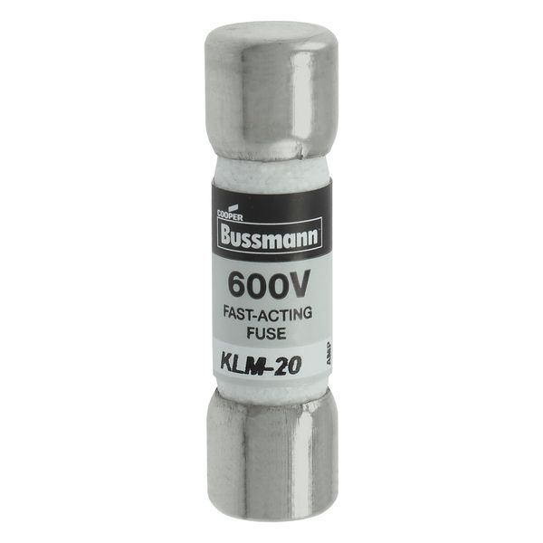 Eaton Bussmann series KLM fuse, 600 Vac, 600 Vdc, 20A, 100 kAIC at 600 Vac, 50 kAIC at 600 Vdc, Non Indicating, Fast acting, Ferrule end X ferrule end, Melamine tube, Nickel-plated bronze endcap image 8