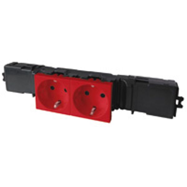 Socket Mosaic - 2x2P+E - instal on trunking - auto term WIELAND - standard - red image 1