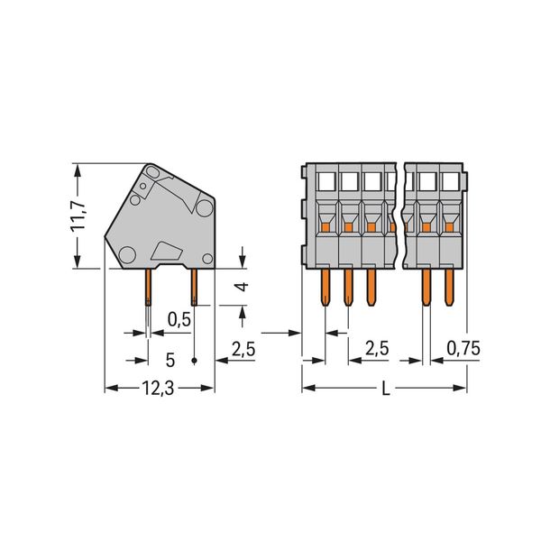 PCB terminal block 0.5 mm² Pin spacing 2.5 mm gray image 2