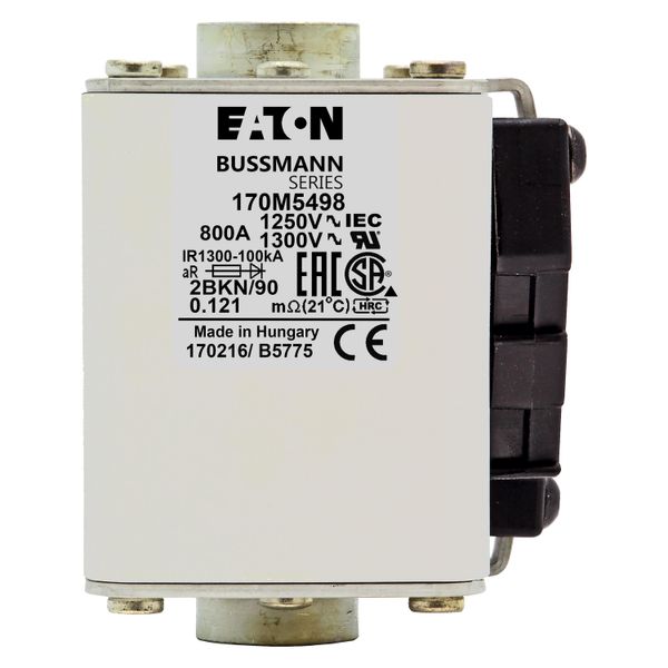 Fuse-link, high speed, 800 A, AC 1250 V, size 2, 61 x 77 x 91 mm, aR, IEC, UL, single indicator image 10